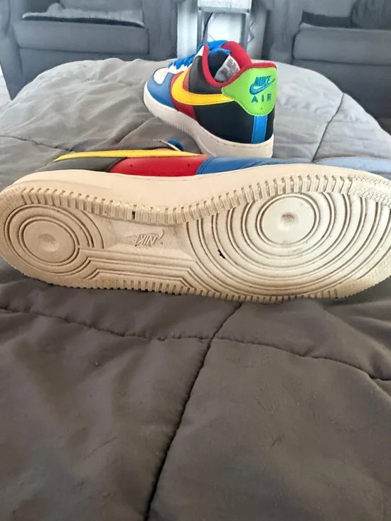 Nike Uno Air Force 1 in Blue, Yellow, Red, White & Black - Picture 8 of 11